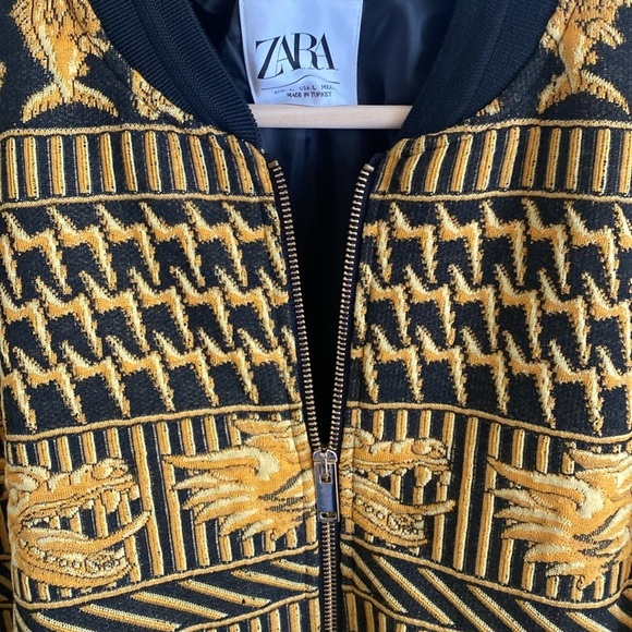 Zara Mens PADDED JACQUARD BOMBER JACKET Size Large - Picture 7 of 15